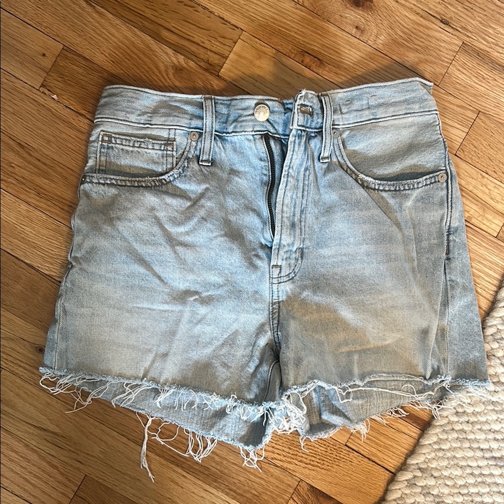 Madewell Blue Jean Shorts Distressed Frayed Hem
